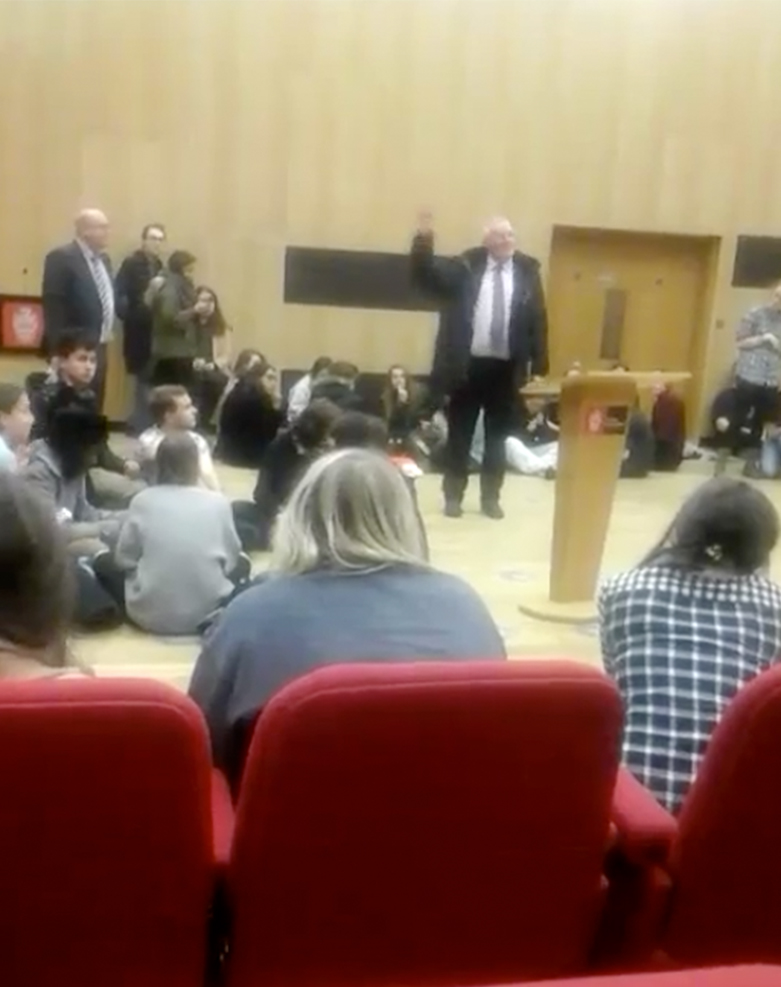 Students were informed they would be evacuated by bus to a local hotel