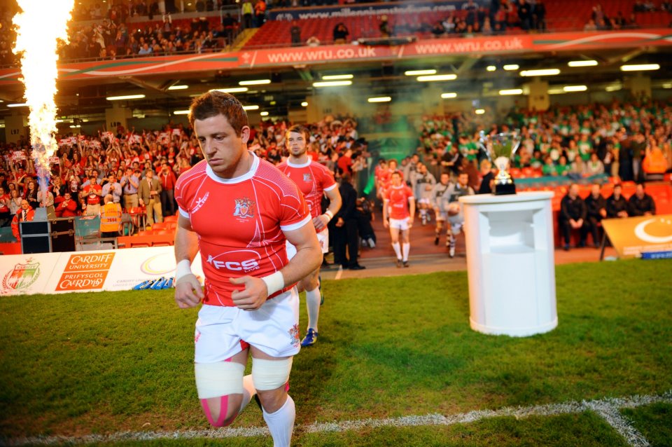 Running out for Varsity 2012 at the Millenium Stadium