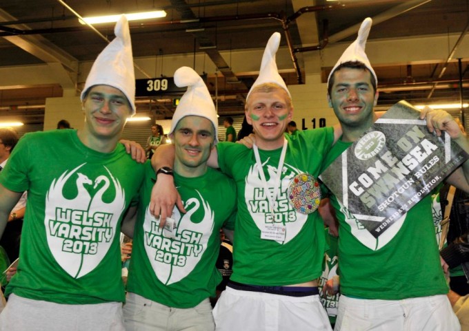 You're wearing smurf hats... is that supposed to make you look like a Swan?