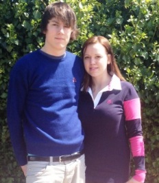 Jack and Allie modelling their range