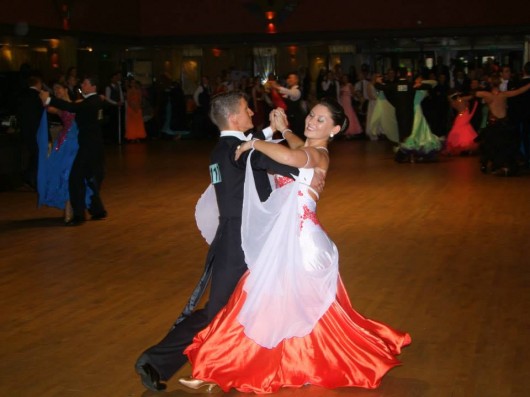 Team Captain Bethan Edwards and her partner Laurence Lovell performing the Waltz 