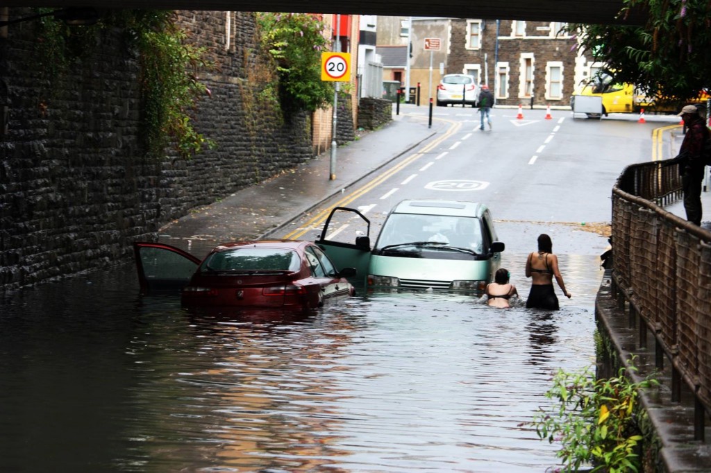 Flash flooding in Cathays last year saw two women strip off before going for a leisurely swim on Lowther Road.