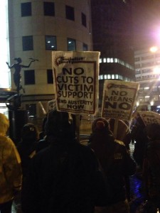 Some of the supporters' placards