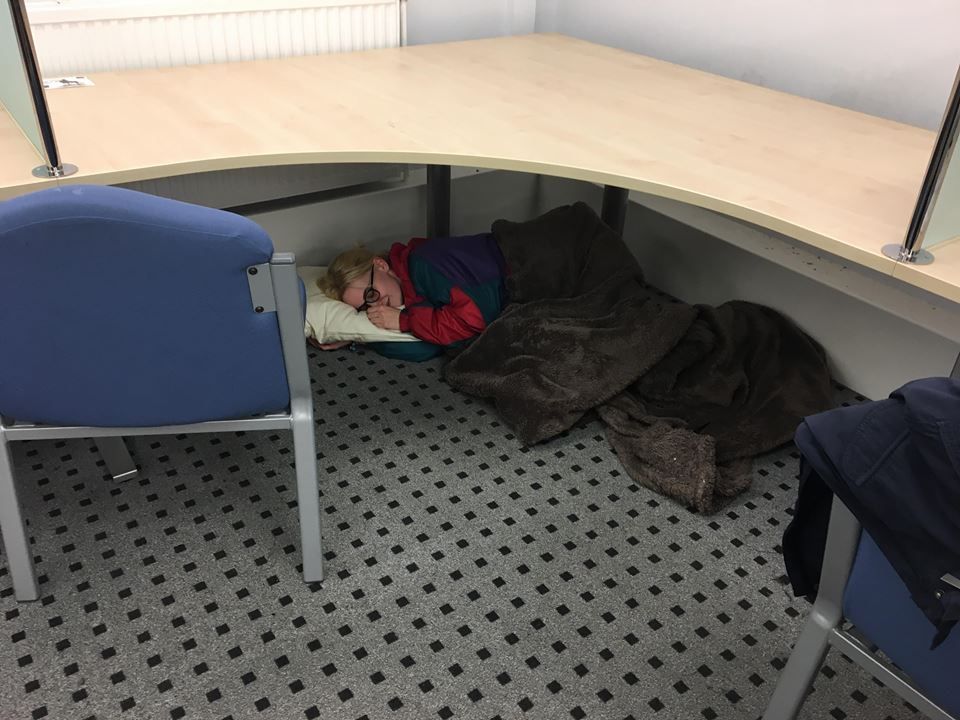 Image may contain: Furniture, Bed, Asleep