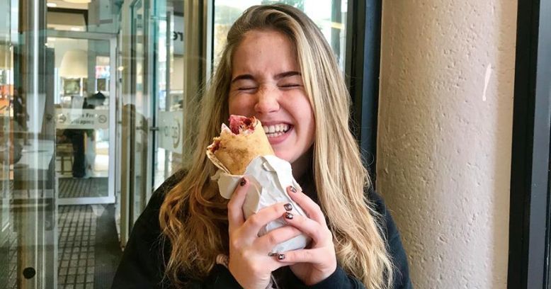 Image may contain: Meal, Food, Eating, Woman, Girl, Female, Blonde, Person, People, Human