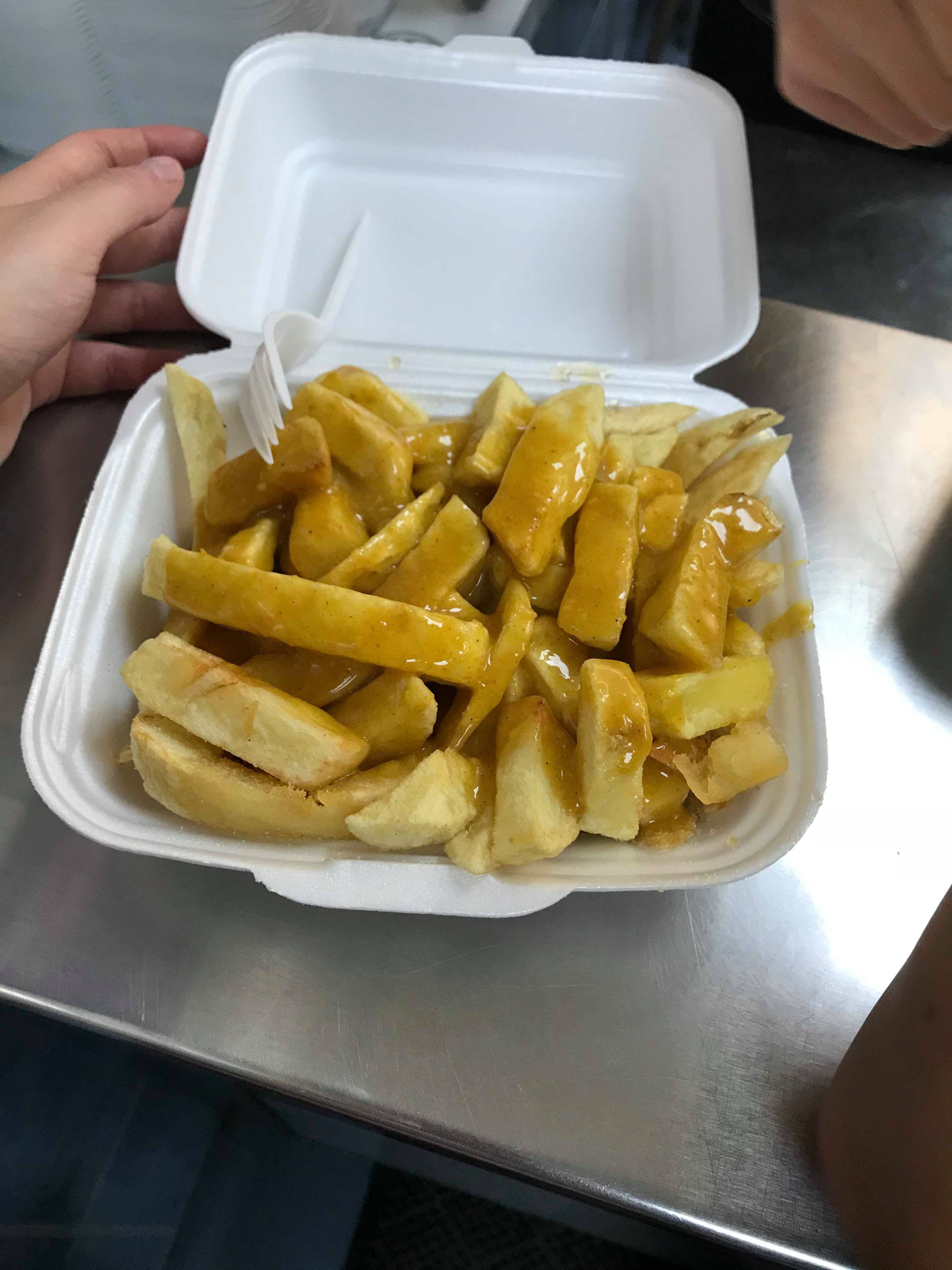 Image may contain: Fries, Food, Person, Human