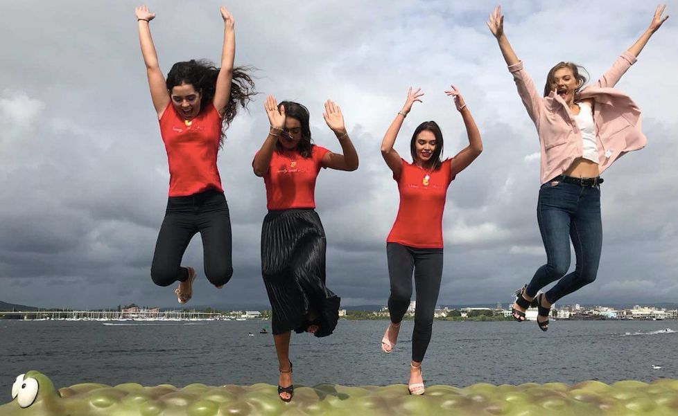 Image may contain: Beach, Woman, Coast, Face, Shoreline, Shoe, Footwear, Pants, Sea, Ocean, Nature, Water, Female, Leisure Activities, Dance Pose, Outdoors, Shorts, Clothing, Apparel, Human, Person