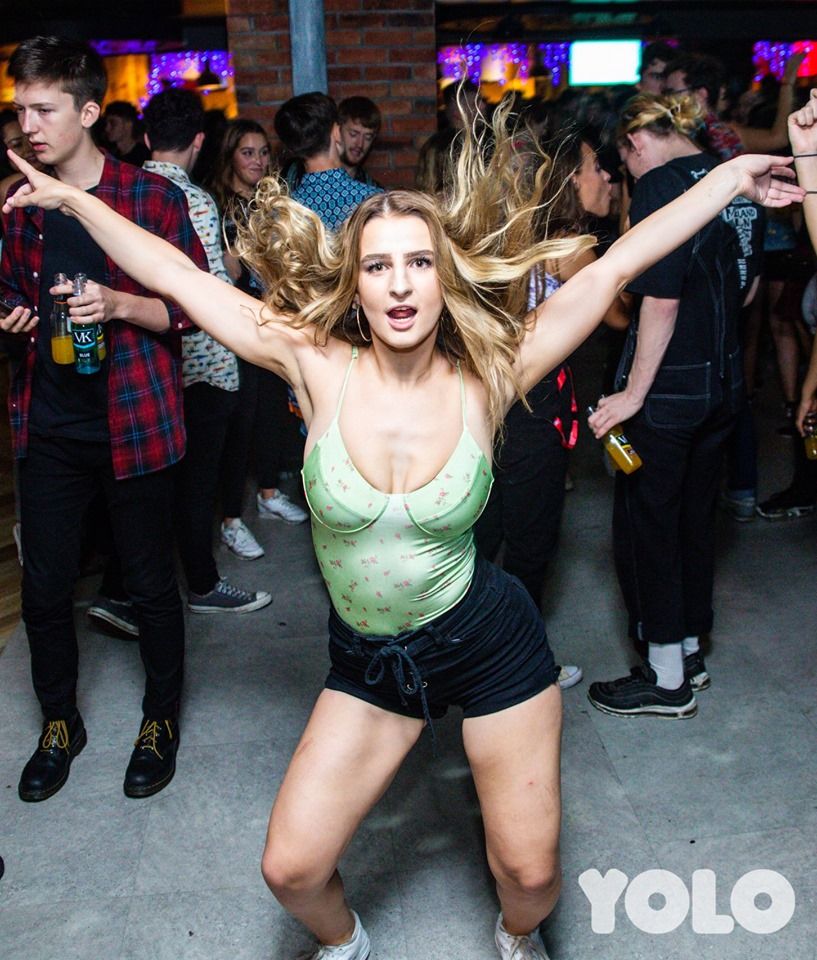 Image may contain: Night Club, Party, Club, Night Life, Leisure Activities, Dance Pose, Human, Person, Apparel, Shoe, Footwear, Clothing