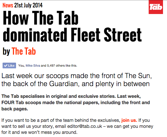The Tab are nationally recognised