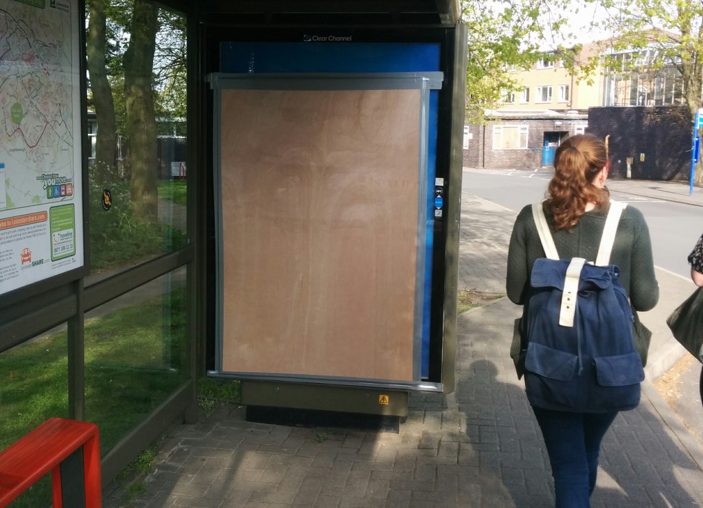 The University boarded up the advert in question
