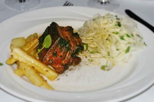 Roast belly pork main course