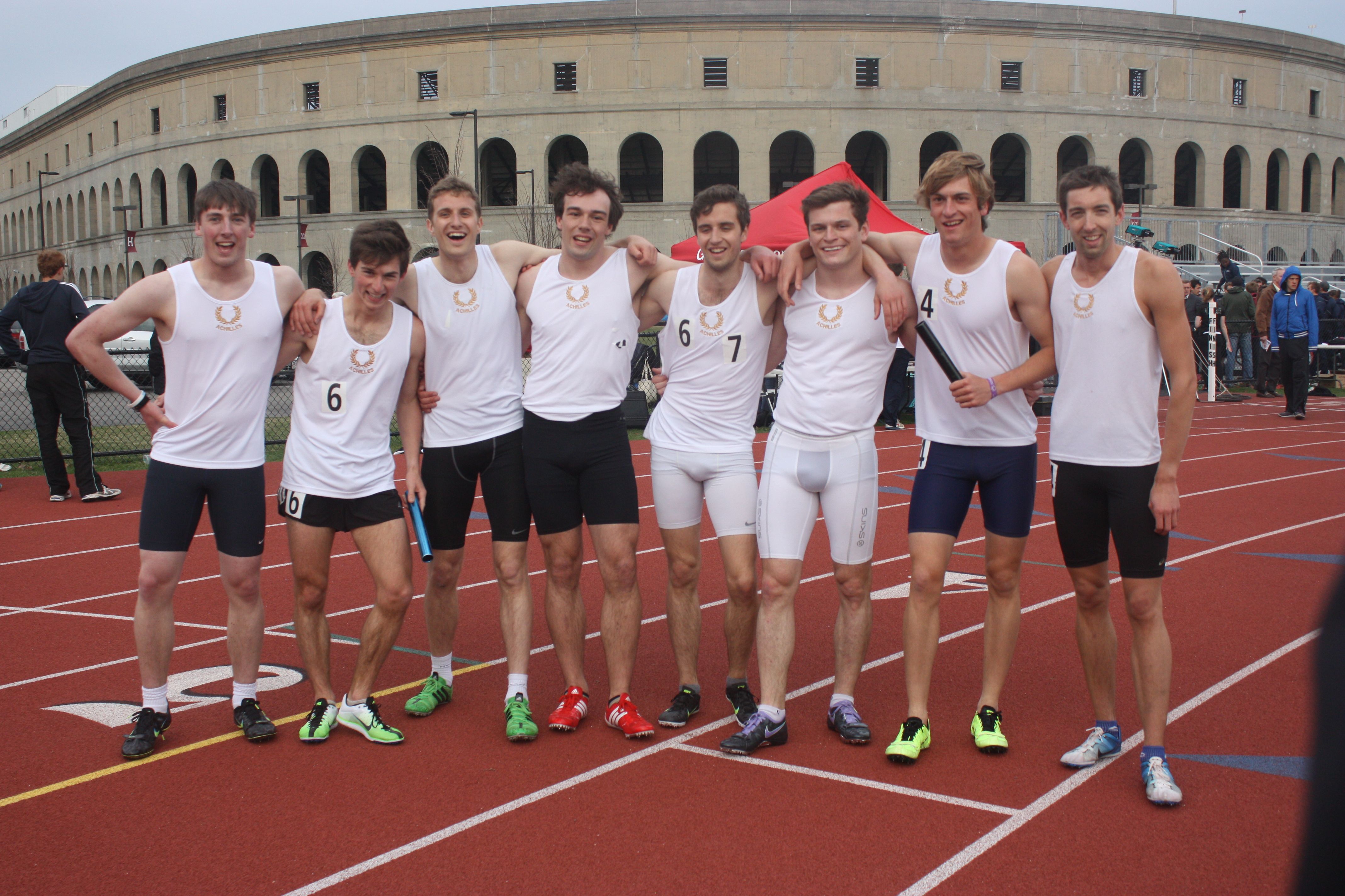 The two men's 4x400m relay teams
