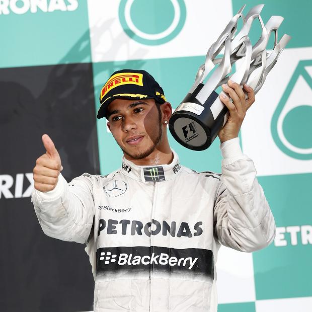 Hamilton celebrating his first podium at Mercedes