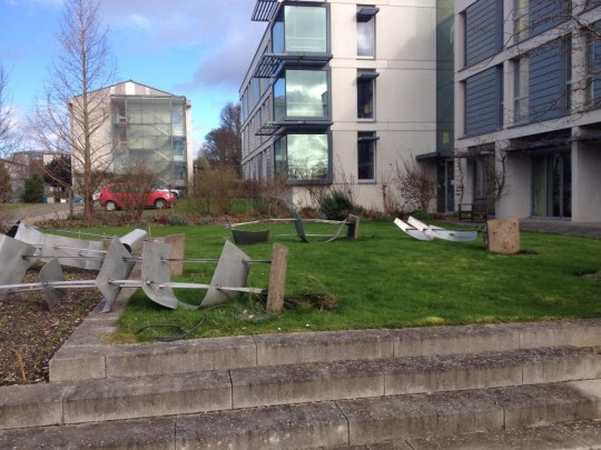 Sculptures have been uprooted at Murray Edwards