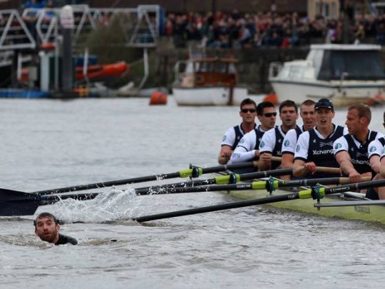Trenton Oldfield’s protest during the 2012 Boat Race gets him into deep water