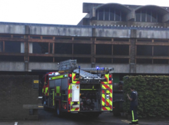 Fire engine feat. Churchill hall’s questionable architecture