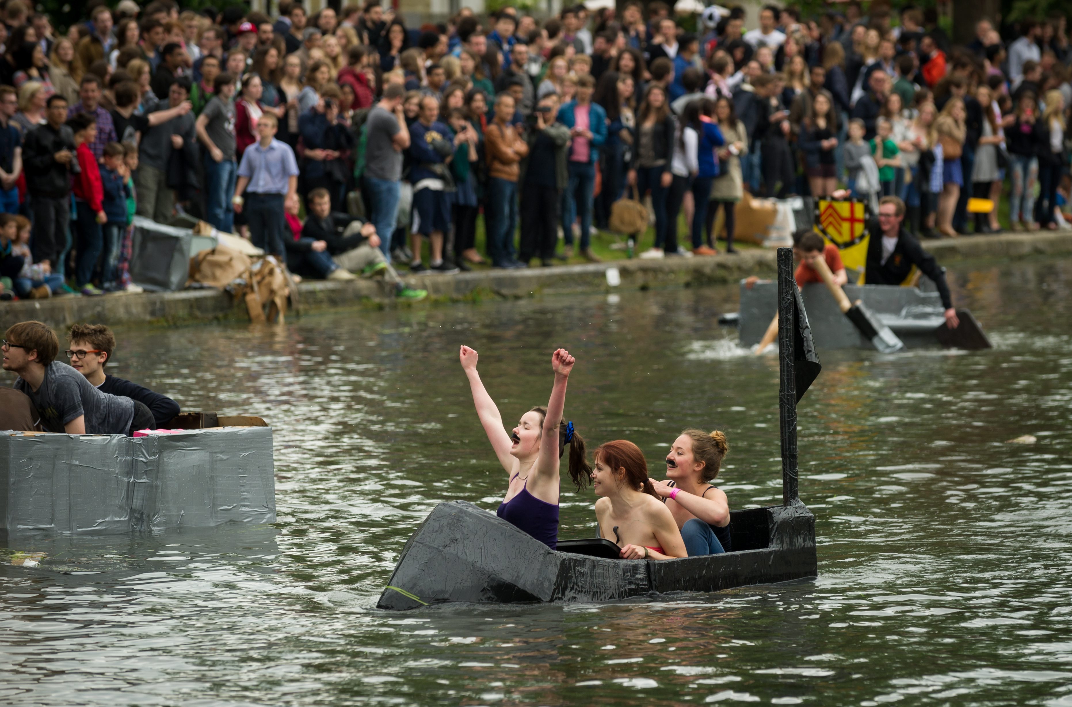 Suicide Sundy cardbard boat race on the river Cam in Cambridge
