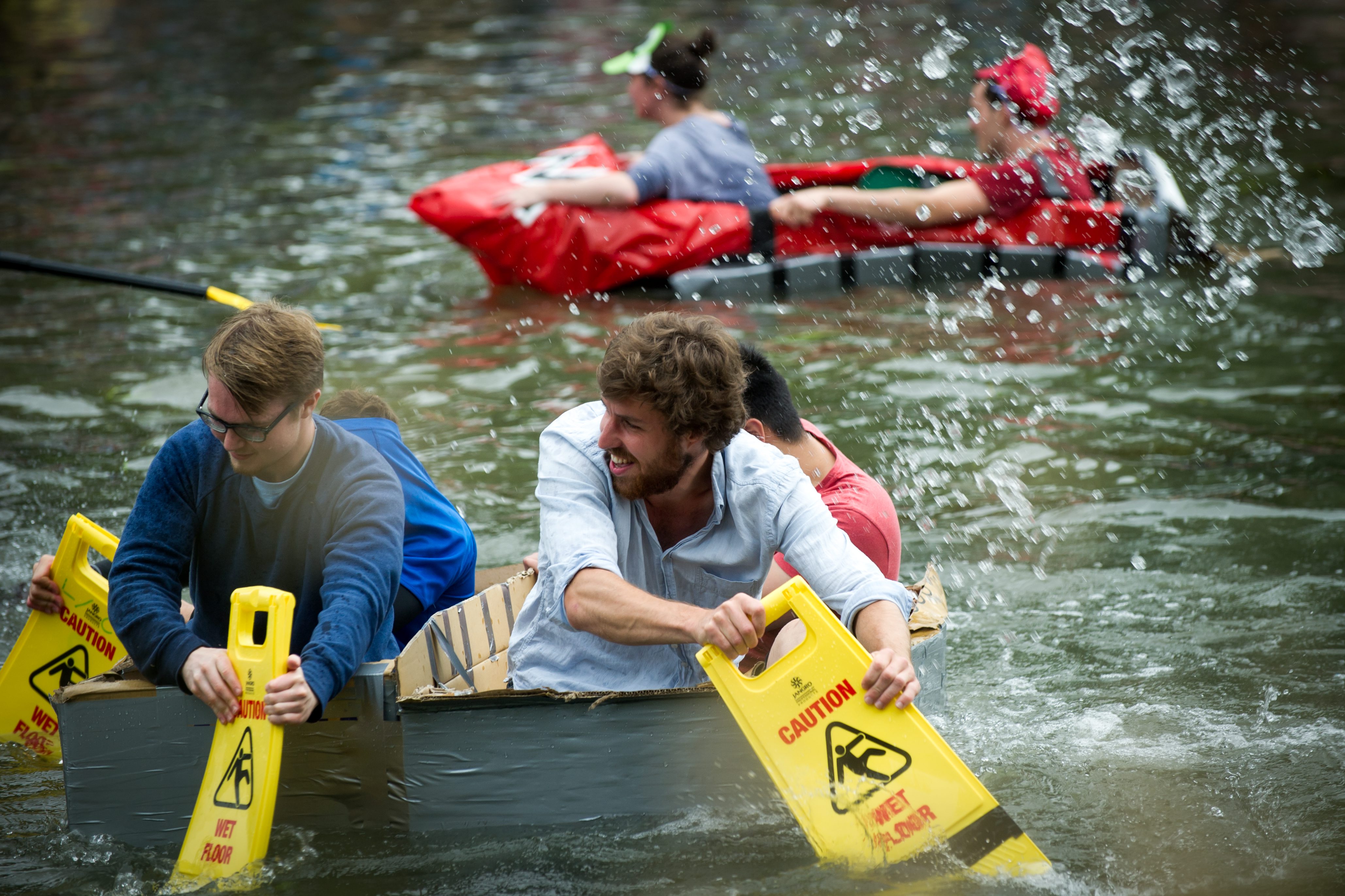 Suicide Sundy cardbard boat race on the river Cam in Cambridge