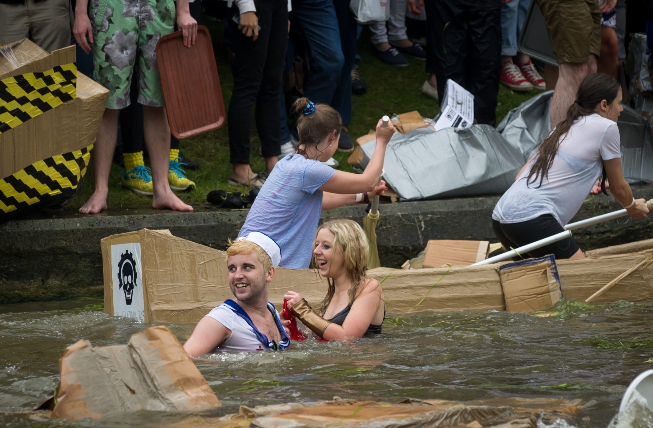 Suicide Sundy cardbard boat race on the river Cam in Cambridge