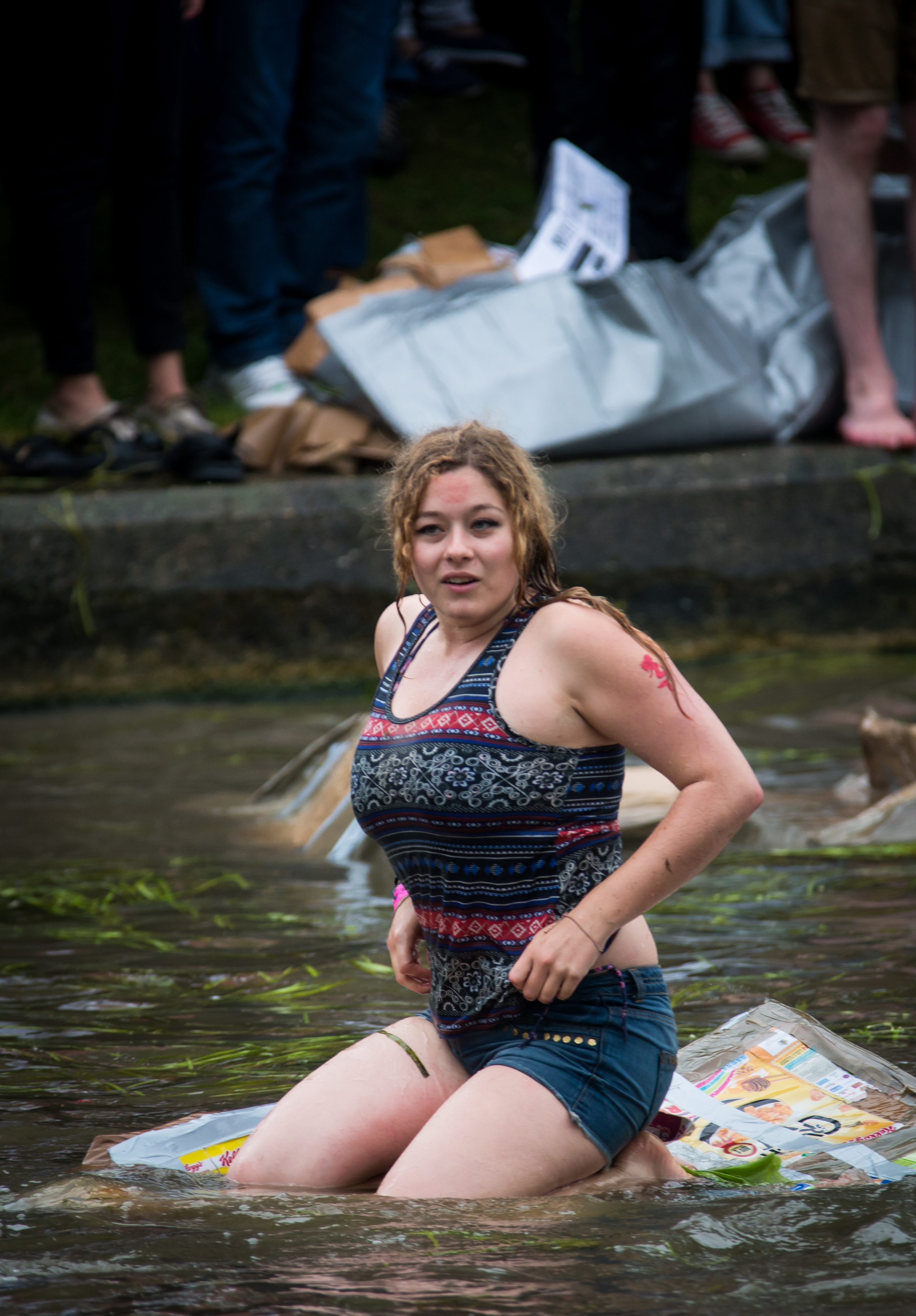 Suicide Sundy cardbard boat race on the river Cam in Cambridge