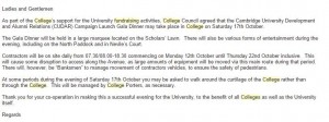 Email sent to students