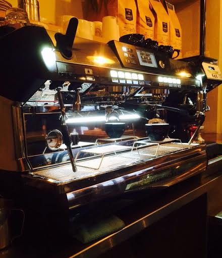 A v serious looking coffee machine