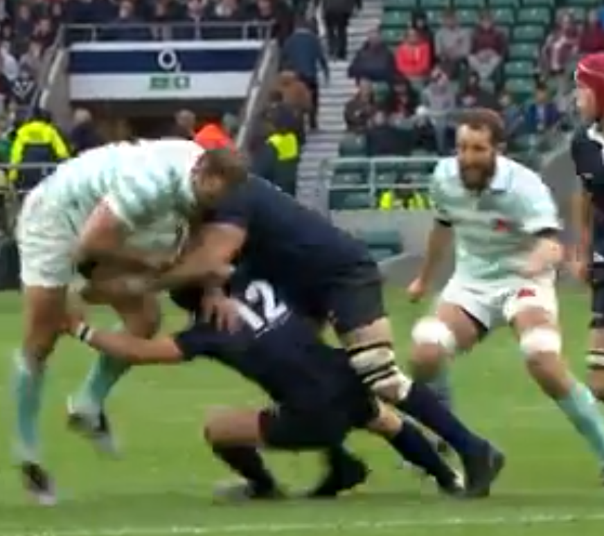 Roberts is so big that when the Oxford captain tried to tackle him in the first half, it ended badly