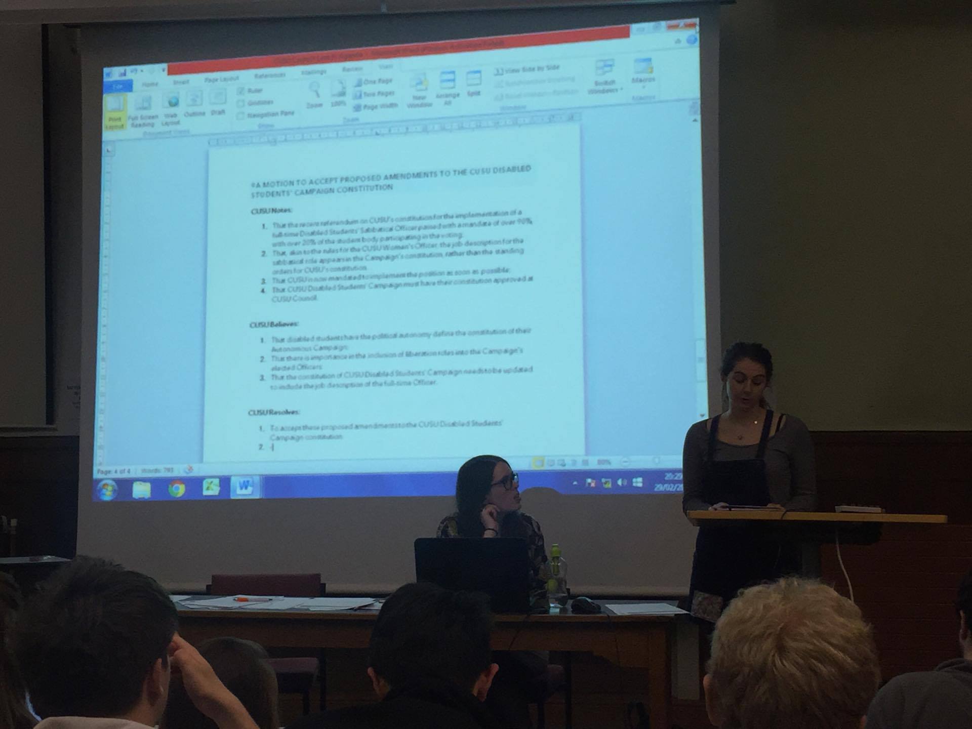 Poppy at CUSU hustings.