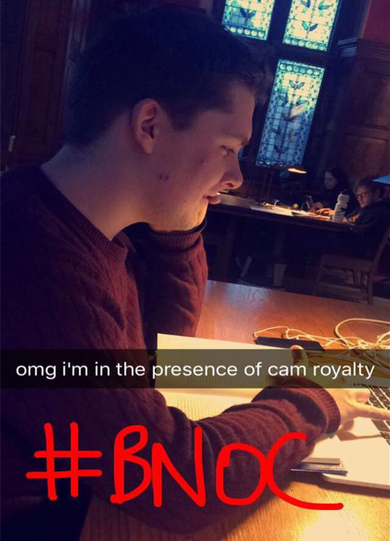Ever since he was outed a Top 100, Popplewell has been the subject of BNOC-themed snapchats.