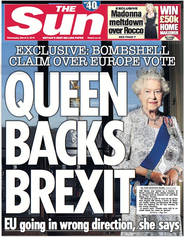Wednesday's front page