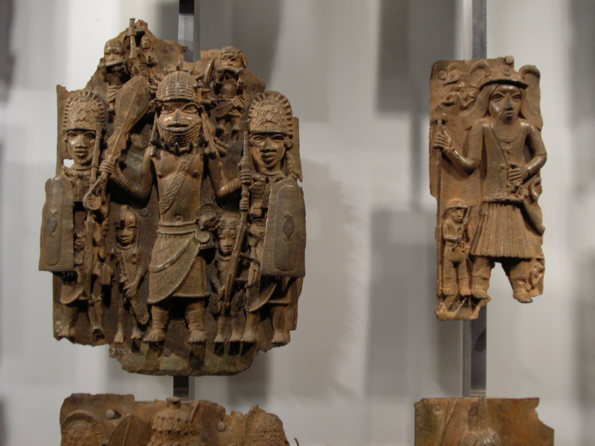 Benin Bronzes in a London museum.