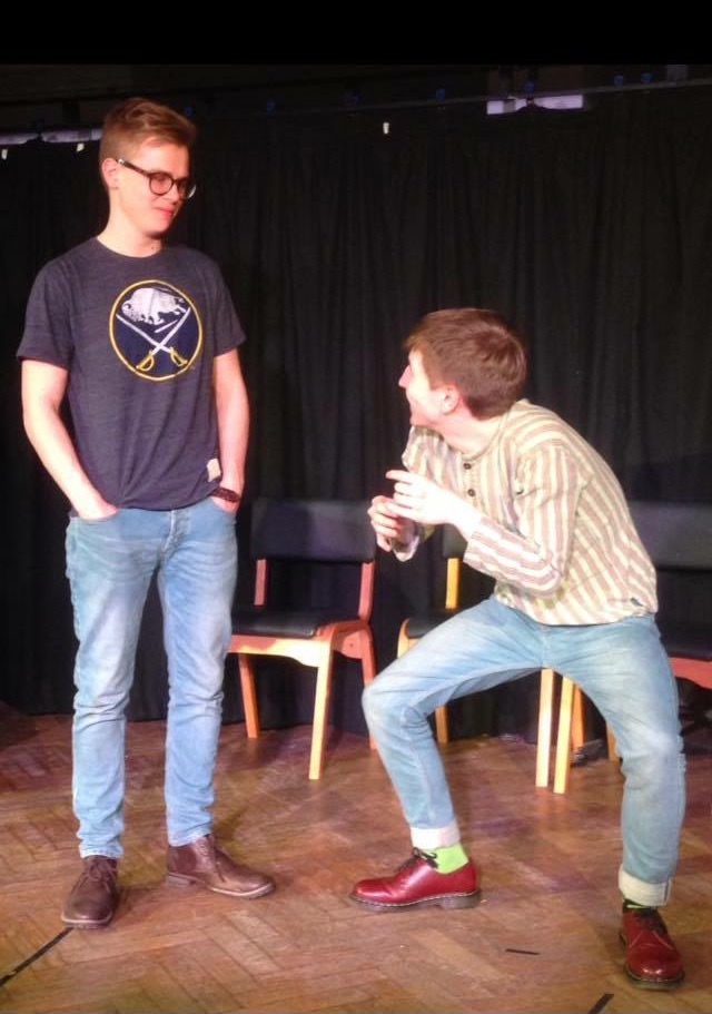 In rehearsal – Mark Bittlestone and Declan Amphlett. (Photo Credit: Joseph Spencer)