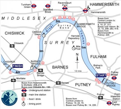 Boat Race route