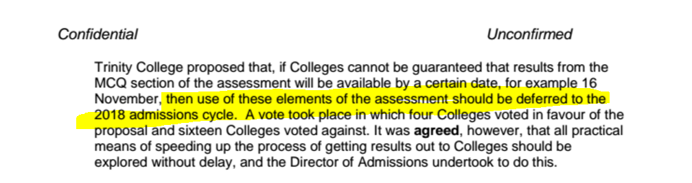 Confidential minutes from the Admissions Forum.