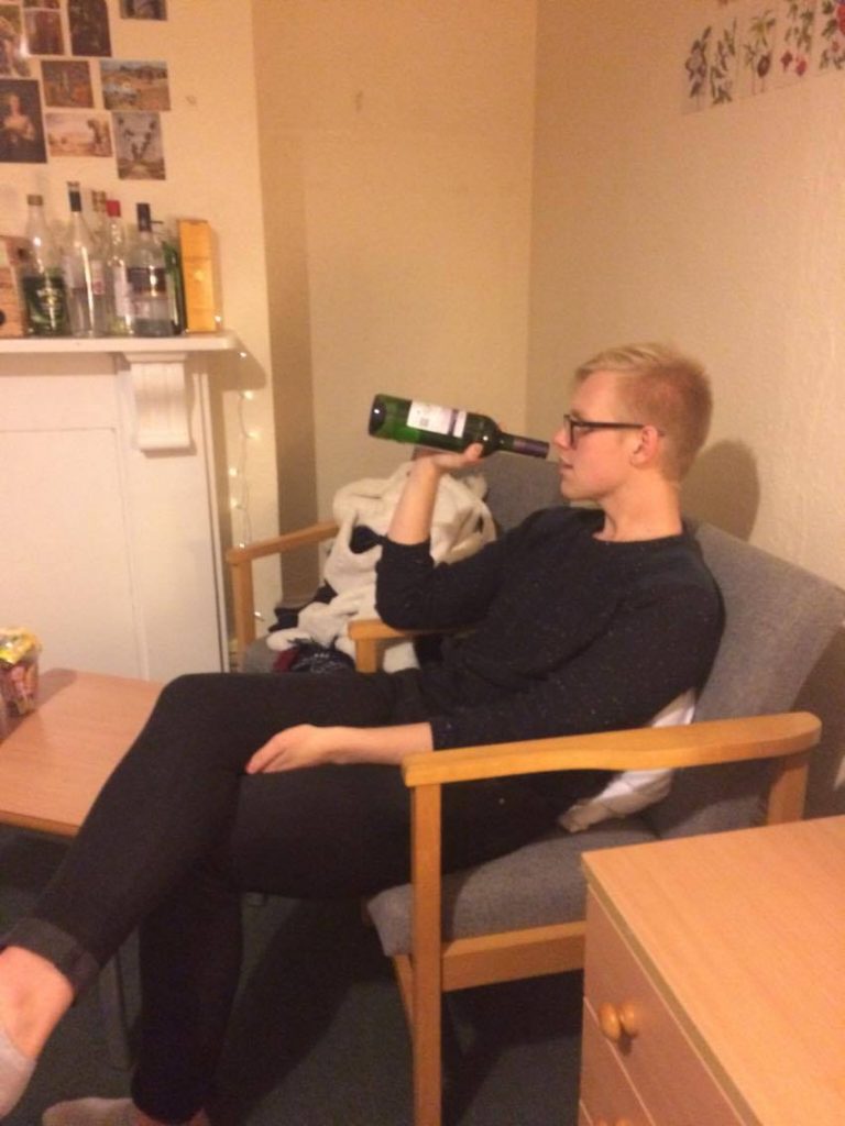 Wine at 2pm is ok when nobody is around to porter you