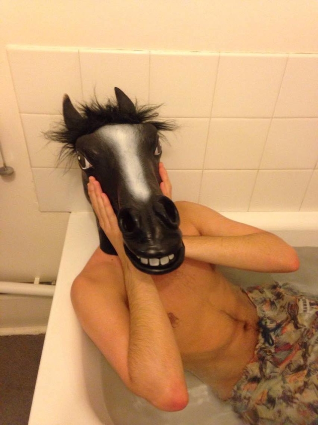 This dramatic recreation shows the horse still trapped in the water, concerned that the end was neigh.