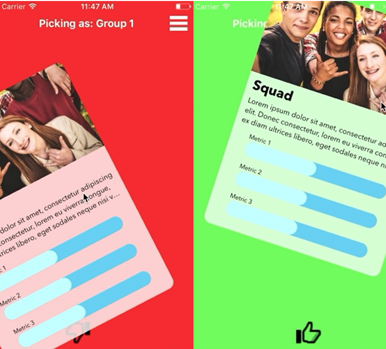 You'll be able to swipe left for no, right for yes