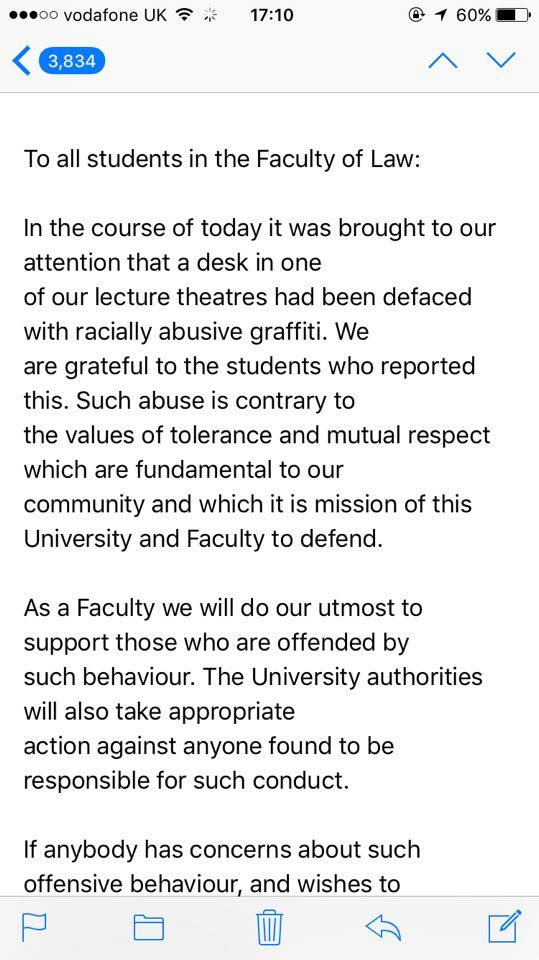 The email was sent to all Law students