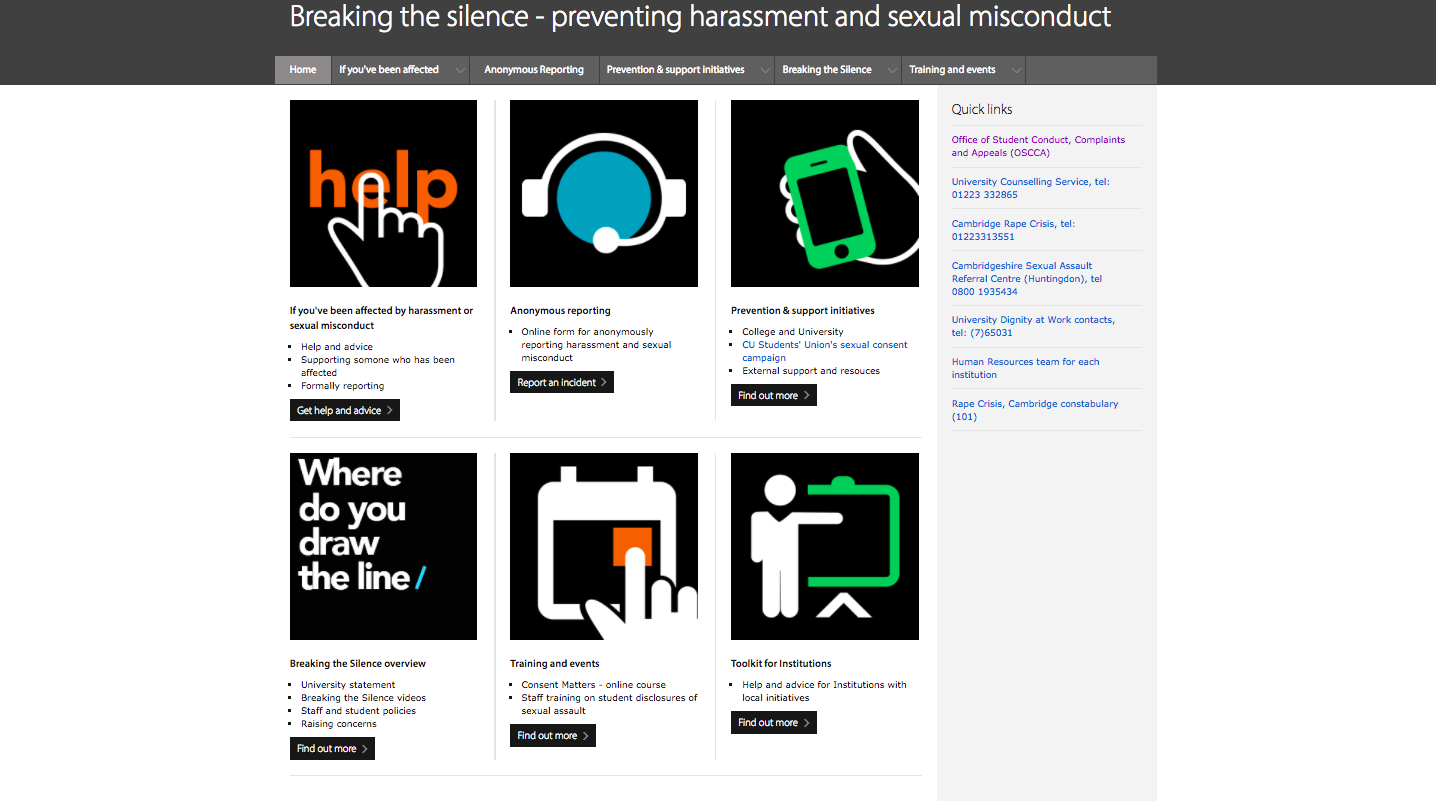 The "Breaking the silence" website 