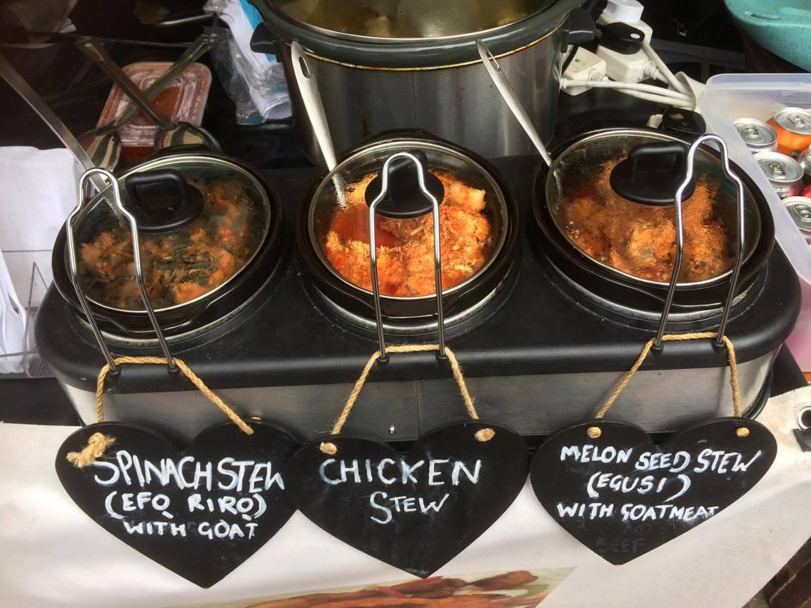 Efo riro and Egusi as mentioned above. The chicken stew would basically be just the red pepper sauce.