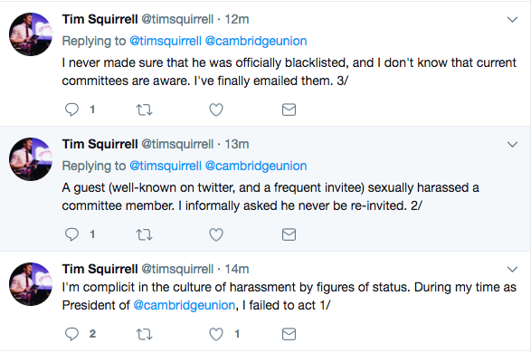 Tweets made by Squirrell earlier today