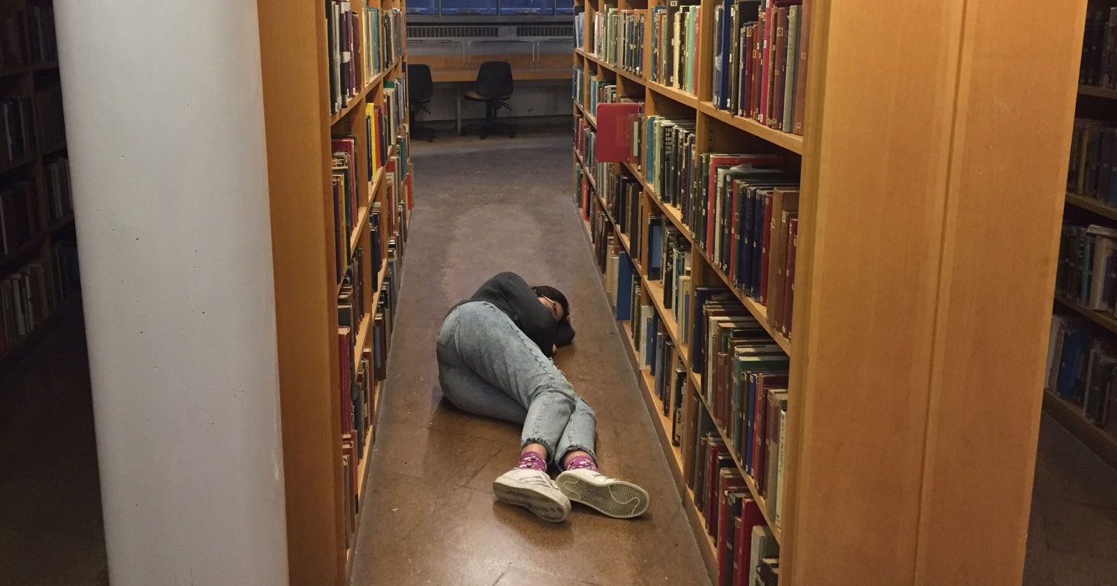 Image may contain: Room, Library, Interior Design, Indoors, Furniture, Bookcase, Person, People, Human