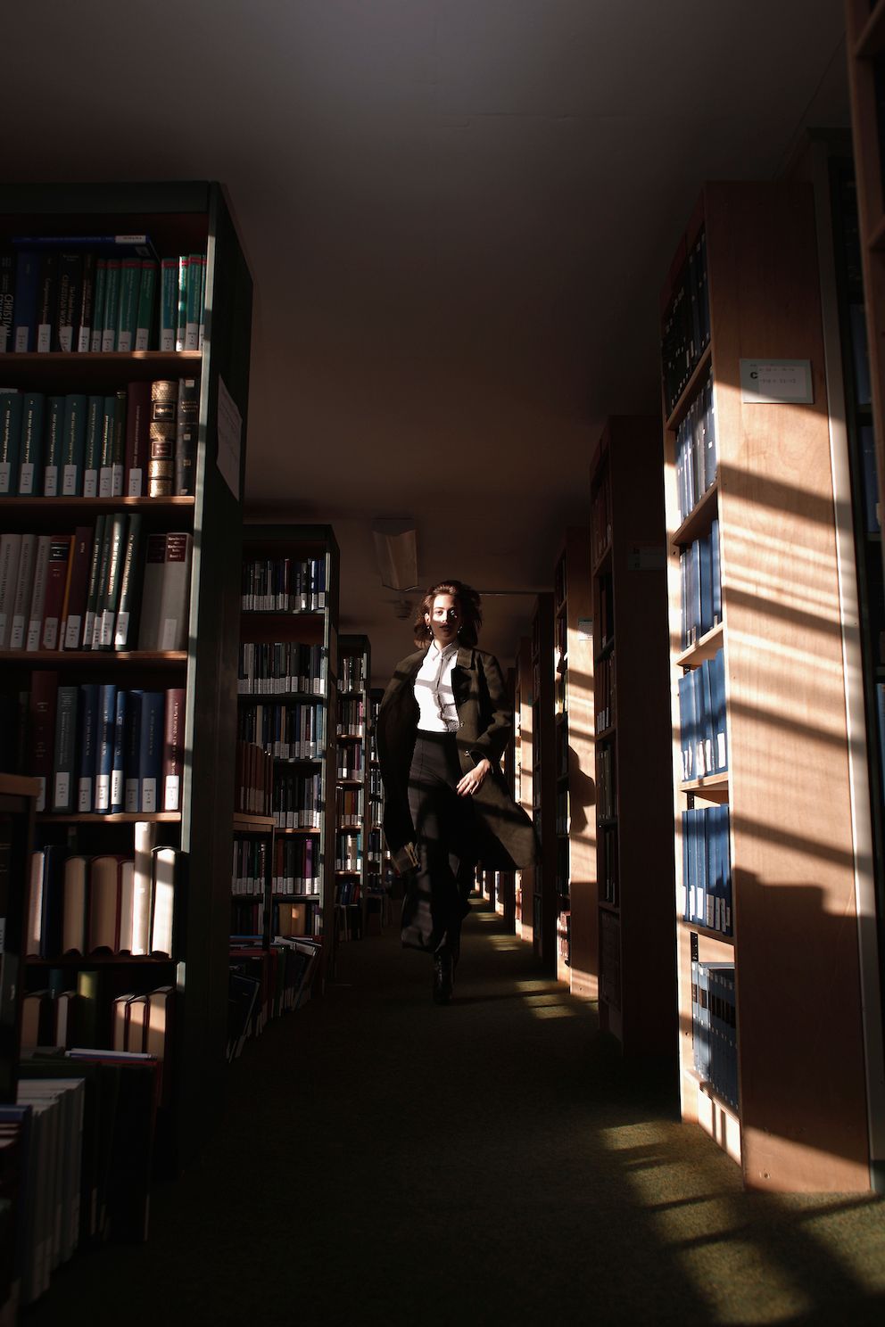 Image may contain: Interior Design, Room, Library, Book, Indoors, Person, Human, Bookcase, Shelf, Furniture