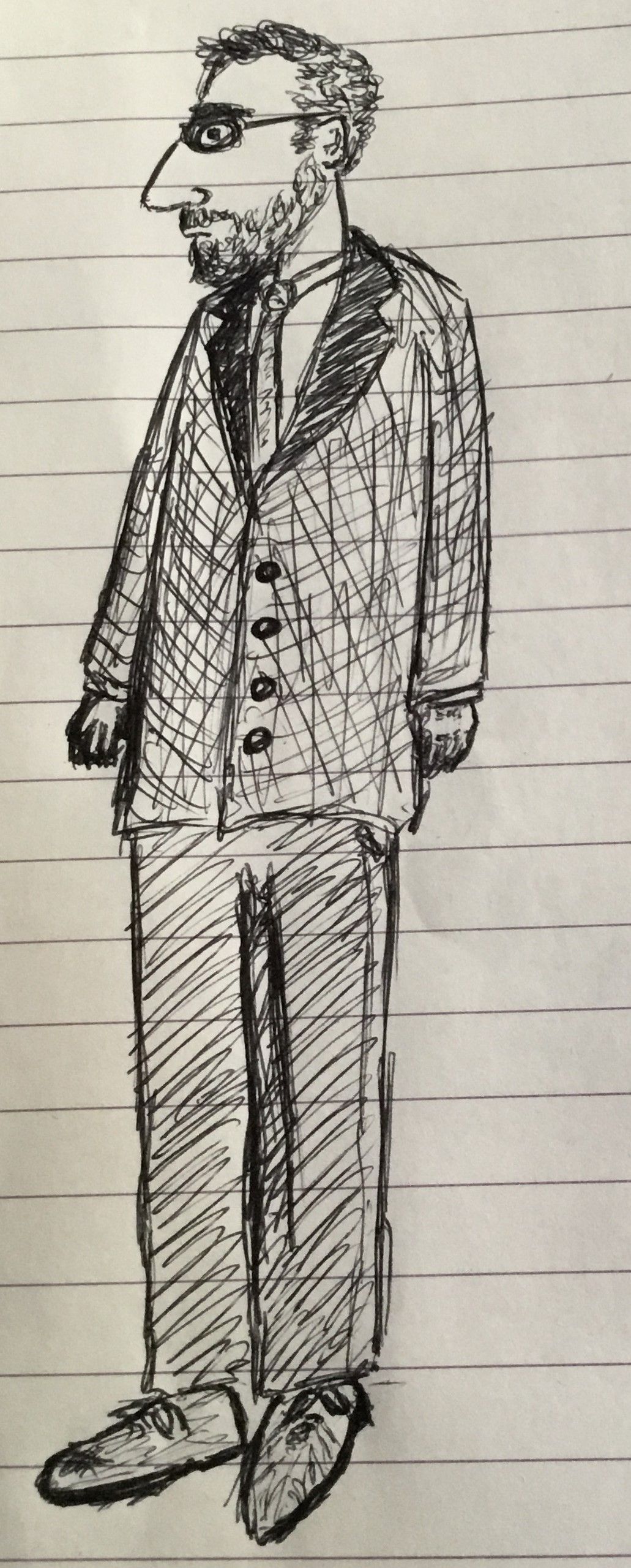 Image may contain: Coat, Wheel, Machine, Apparel, Clothing, Sketch, Person, Art, Drawing, Human