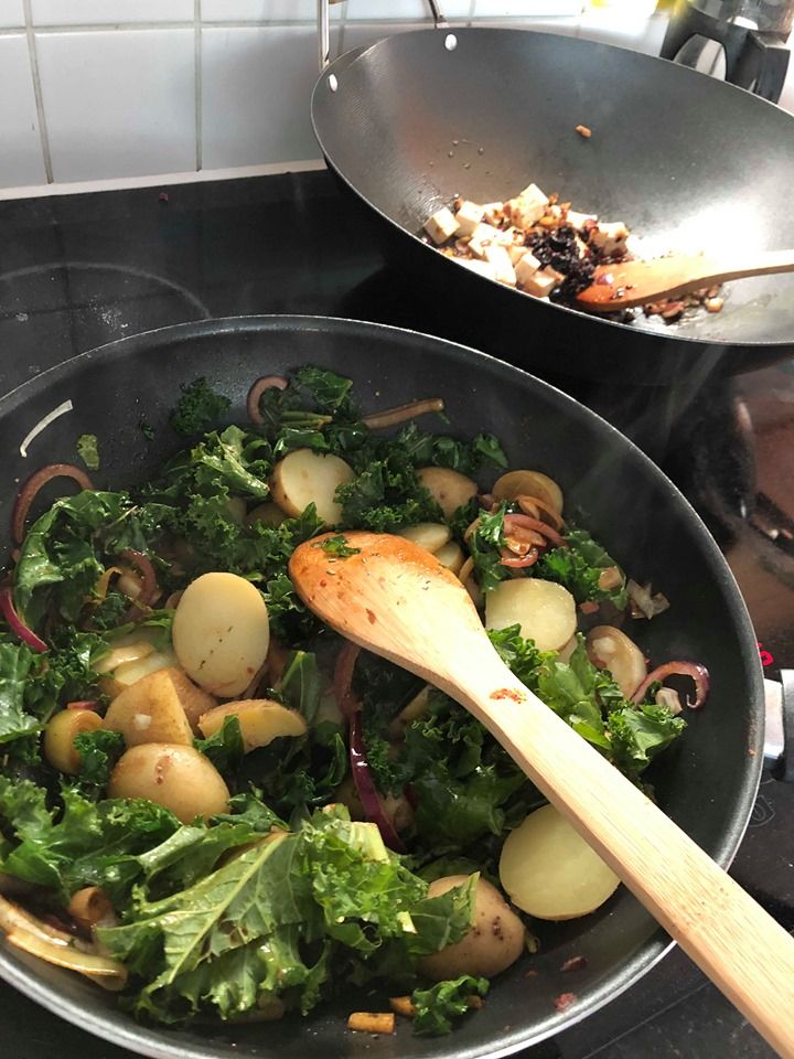 Image may contain: Bowl, Seasoning, Vegetable, Produce, Egg, Food, Plant, Cutlery, Spoon