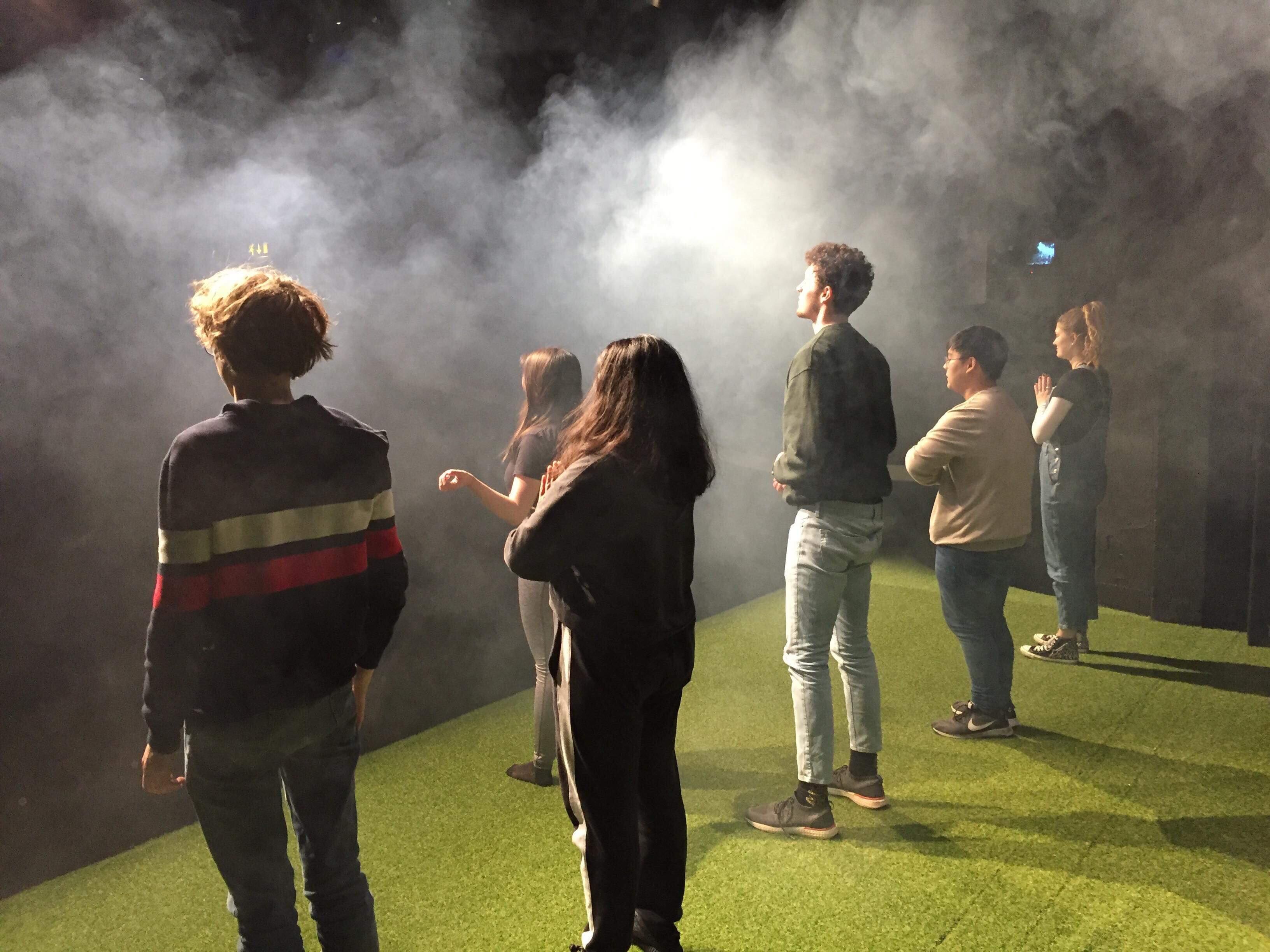 Image may contain: Crowd, People, Pants, Plant, Grass, Smoke, Field, Shoe, Footwear, Apparel, Clothing, Person, Human