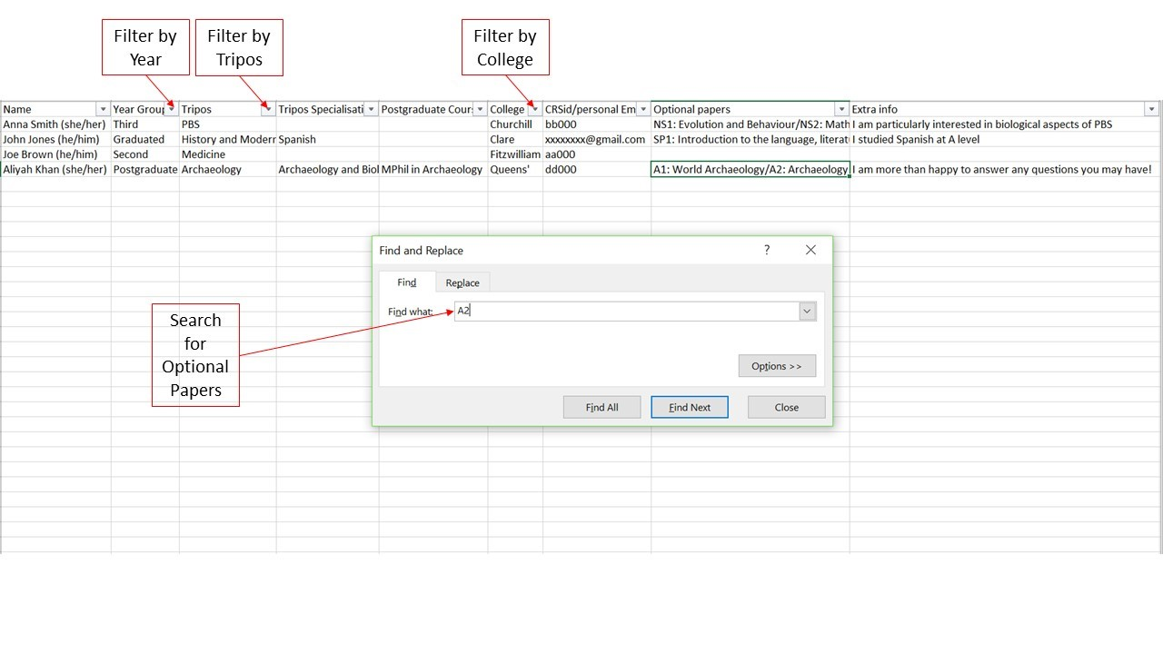 Image shows what the CAmSSS database looks like 