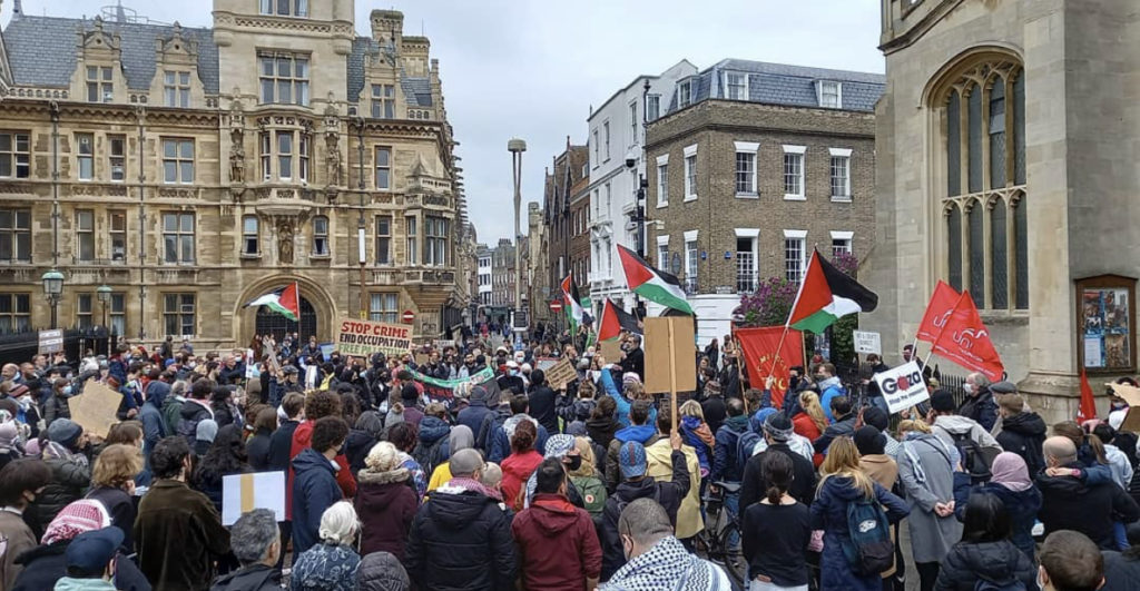 A group of protesters on King's Parade