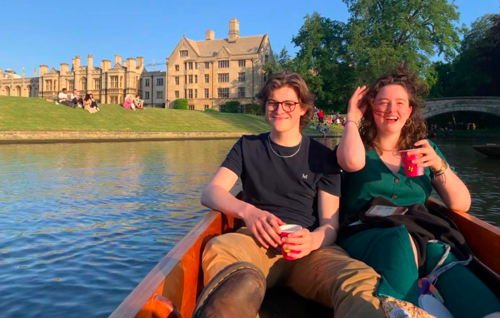 A couple on the river punting