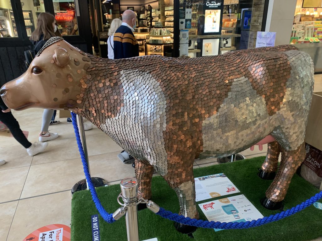 A cow made of coins